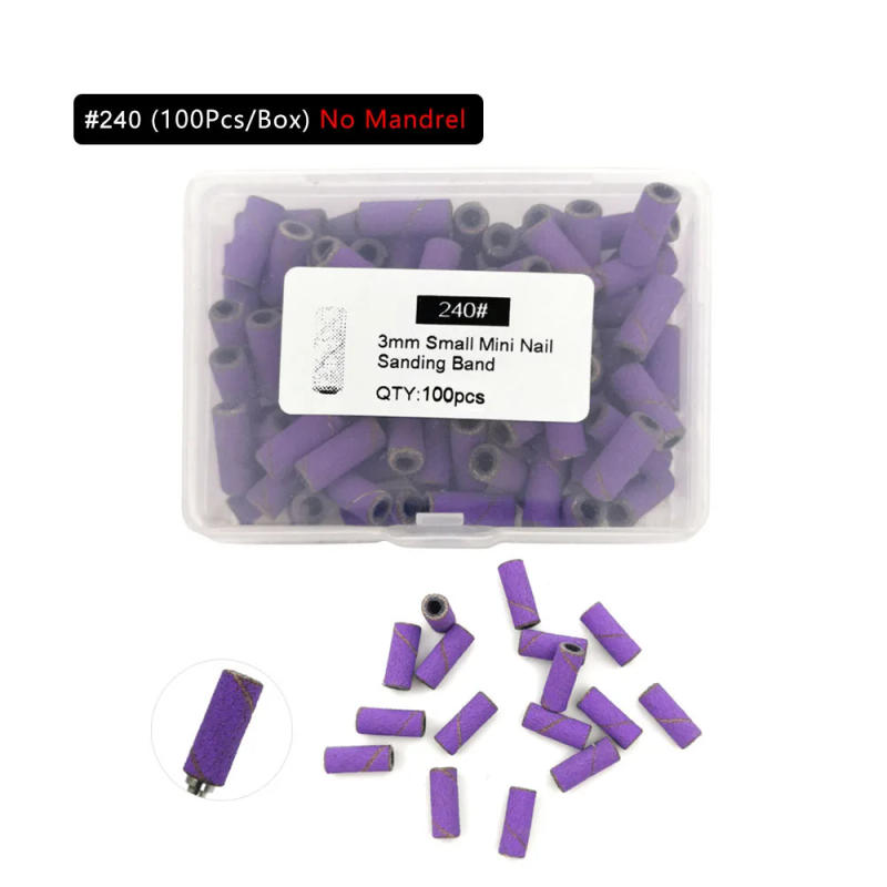 Description Picture 5 of itemHYTOOS 3mm Mini Purple Sanding Bands without Stainless Steel Nail Drill Bits Mandrel Electric Manicure Accessories