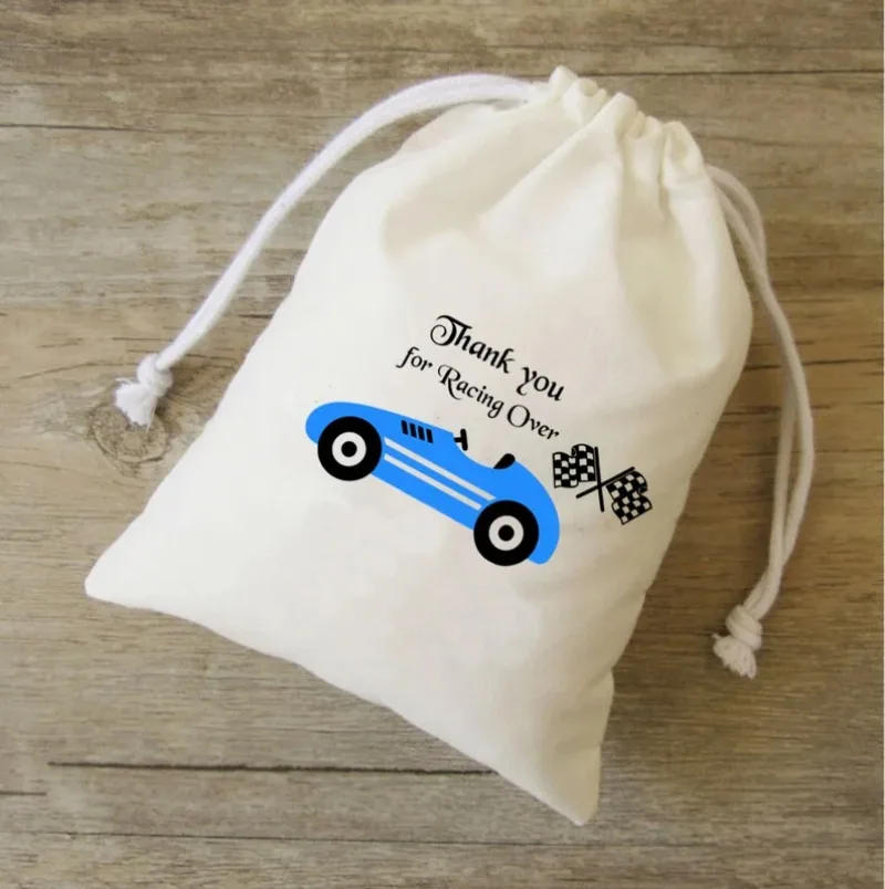Description Picture 4 of item5 Pcs Race Car Sports Pattens Drawstring Pockets Bag Family Birthday Party Suppies Kids Party Decoration Anniversaire Favors