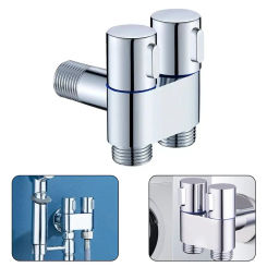 G1/2 1 In Two Out Double Control Washing Machine Faucet Toilet Triangle Valve Kitchen Sink Bathroom Basin Faucet Accessories