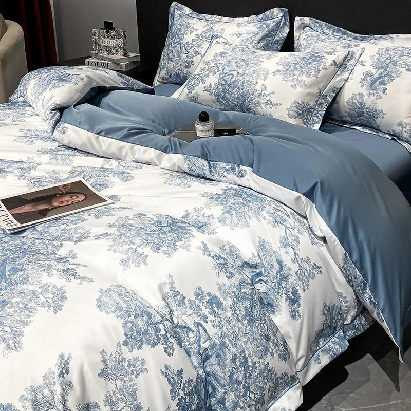 Description Picture 6 of itemPlush Bed Sheet Four-piece Set Bedspread European-style Home Bed Sheet Quilt Cover Smooth Sleeping Bedding Set with Pillowcase