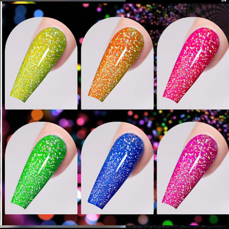 Description Picture 5 of item1pc 10ml Reflective Glitter Top Coat Gel Nail Polish Silver Colorful Sparkling Auroras Laser Semi Permanent Nail Art Gel