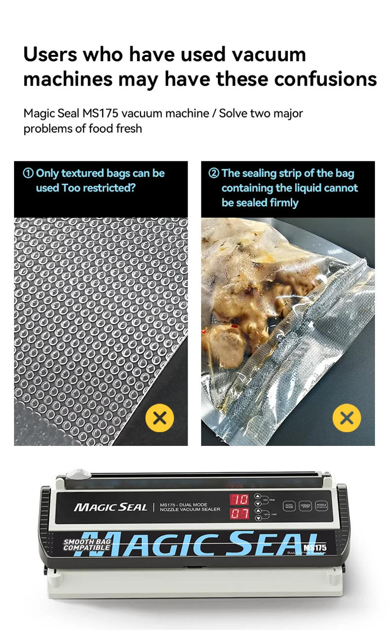 Description Picture 3 of itemMAGIC SEAL MS175 Vacuum Sealer Machine for food Plastic Bag Sealer Kitchen Packer Commercial sealing pakaging machine Sous vide