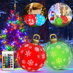 60cm Christmas Ball Ornaments Outdoor Indoor Luminous LED Christmas Decoration Ball Balloon Inflatable Toy Ball Christmas Gift
