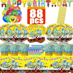 New Spongebobs Birthday Decoration Cartoon Party Supplies Noise Maker Balloons Tablecloths Cup Plate Baby Shower