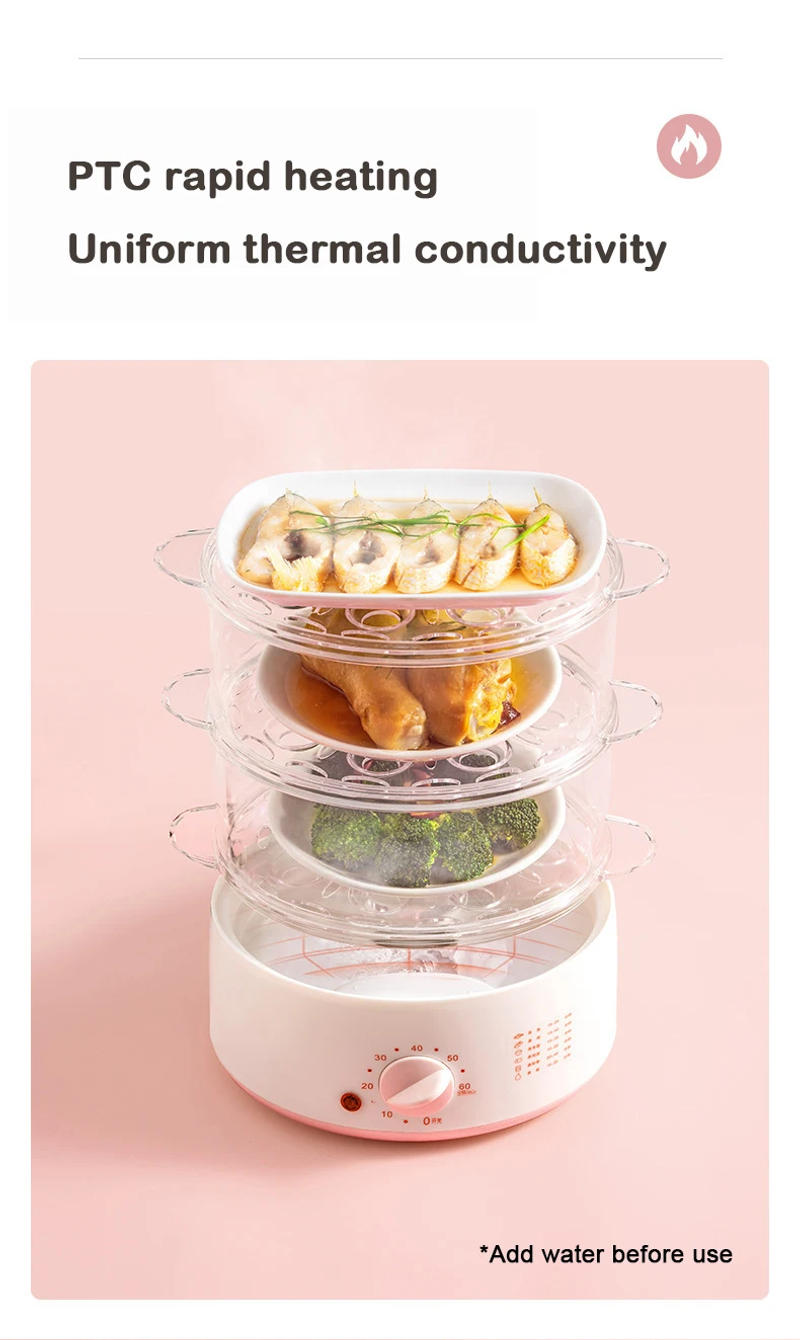 Description Picture 6 of itemDMWD Household Electric Food Steamer 2L Mini Egg Boiler With Timer Knob Auto Shut-off Food Warmer 2/3 Layers Cooking Tools