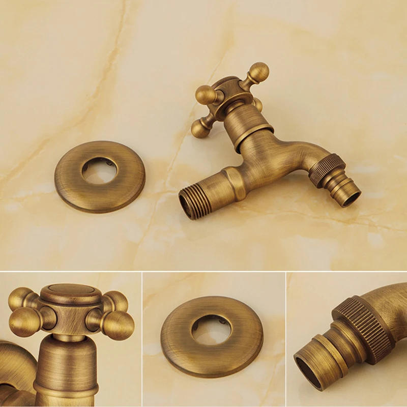 Description Picture 3 of itemAntique Brass Wall Mount Pool Tap Cold Water Faucet Bathroom Accessories Outdoor Sink Garden Taps Decorative Laundry Bibcock