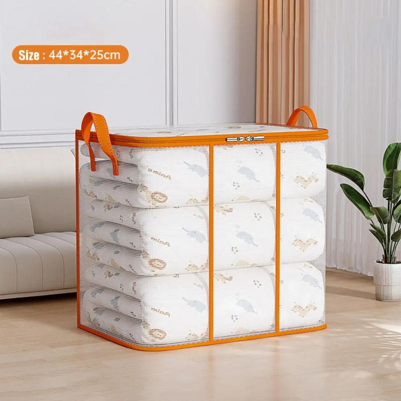 Description Picture 5 of itemLarge Capacity Foldable Storage Bag Waterproof Transparent Clothes Storage Box Reusable Dust-proof PVC Quilts Storage Bag Closet