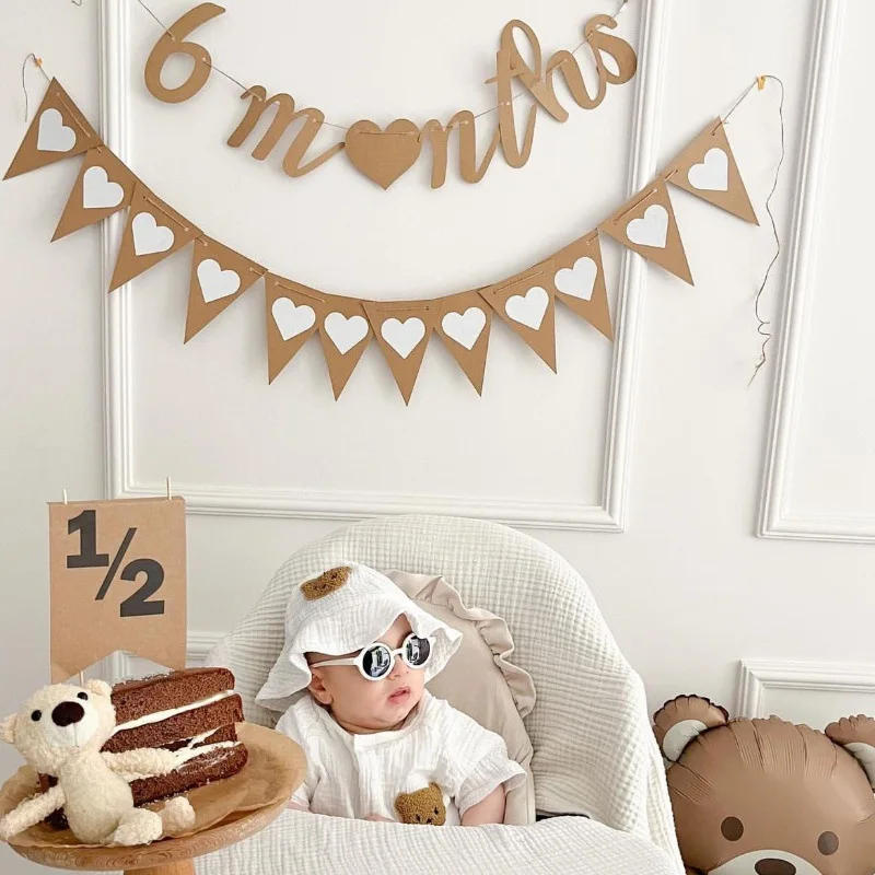Description Picture 5 of itemKraft Paper 6 Months Banner Sign For Half Birthday Garland Baby Shower Birthday Party Decor Cursive Bunting Decorations