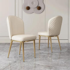 Modern Nordic Dining Chairs Luxury Beautiful Trendy Faux Leather Dining Chairs White Upholstered Sillas Kitchen Furniture