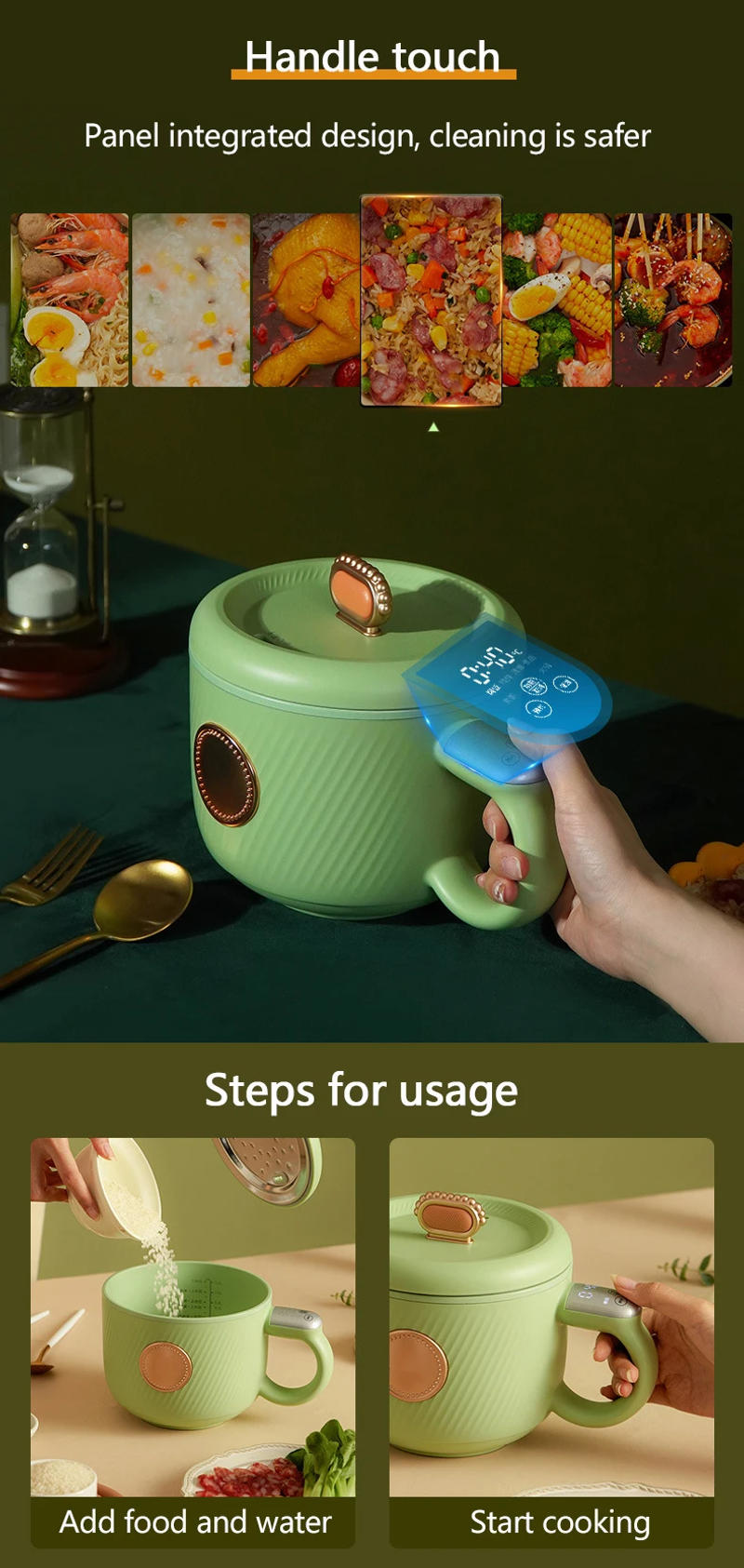 Description Picture 6 of itemDMWD Electric Rice Cooker 1.2L Cooking Machine Hot Pot Noodles Porridge Maker Stewing Pot Mini Skillet Multicooker Non-stick