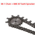 Single Side Straight Plate Roller Drive Transmission Conveyor Chain with Single Hole, 30 Teeth Sprocket Gear, 08B-1, 1.5m