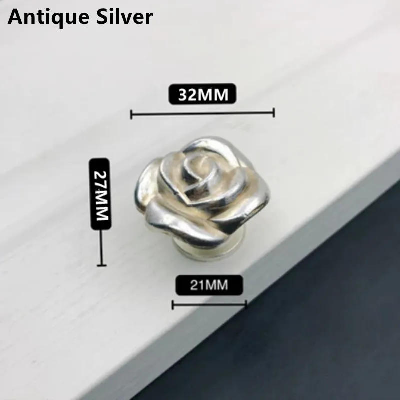 Description Picture 2 of itemEuropean Retro Creative Rose Drawer Shoe Cabinet Knob Gold Silver Bronze White Wardrobe Cupboard Dresser Furniture Door Handle