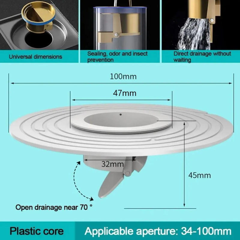 Description Picture 5 of itemFast Drainage Floor Drain Sink Strainer Shower Backflow Toilet Sewer Shower Drain Insect Proof Floor Strainer Cover