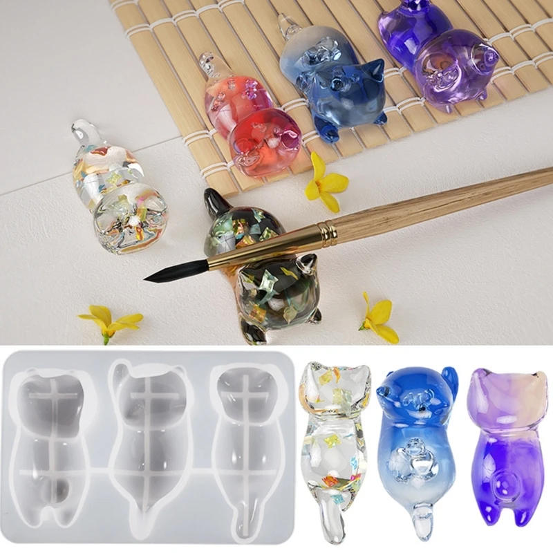 Description Picture 2 of itemPendant Moulds Keychain Molds Clay Mould Cute Cat Shape DIY Jewelry Making Tool Silicone Material Hand Making Tools