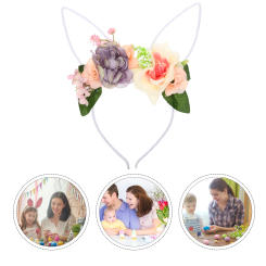 Flower Headband Easter Party Headdress Bunny Ears Hair Band Decor Hair Accessory