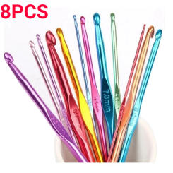8pcs Metal Handle Crochet Hook Colorful Aluminum Knitting Needles Single Head Crochet Knitting Yarn Crafts DIY Apparel Needles