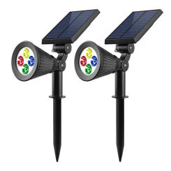 New RGB Colorful 4LED 7LED Solar Lawn Light Spotlight Outdoor Garden Forest Courtyard Light Plug-in Floor Tree Lamps Wall Lights