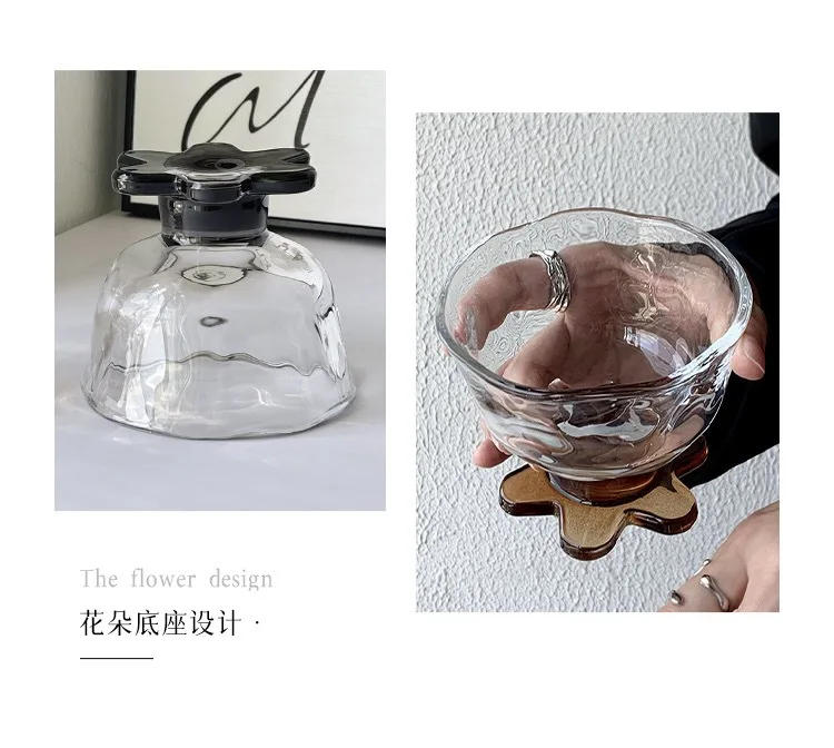 Description Picture 5 of itemFlower Ice Cream Glass Thick Transparent High Footed GlassFruit Milkshake Salad Pudding Bowl Yogurt Bowl Party Dessert Cocktail