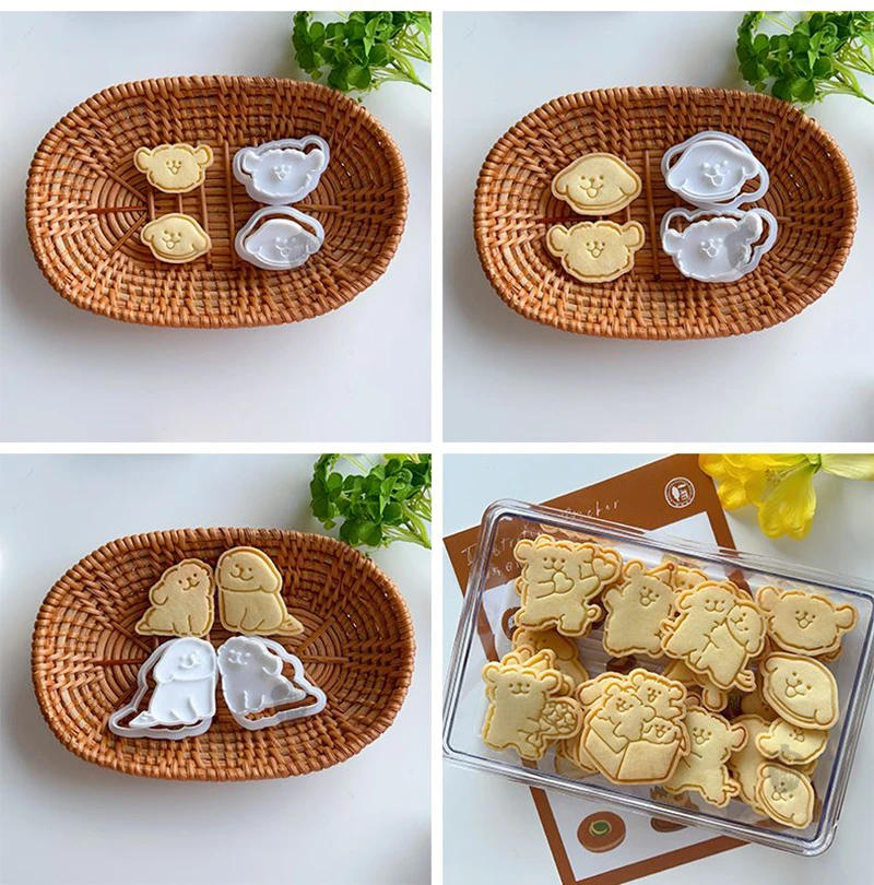 Description Picture 6 of itemCute Bear Fondant Cake Mold Biscuit Cookie Plunger Cutters for Children Sugarcraft Cake Decorating Baking Tools Kitchen Gadgets