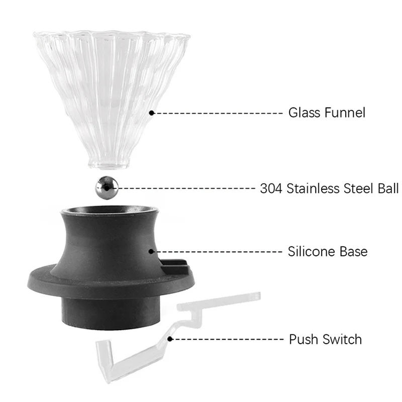 Description Picture 6 of itemImmersion Coffee Dripper Switch Pour Over Dripper Immersion Dripper Switch Coffee Maker Glass Coffee Filters V02 Set
