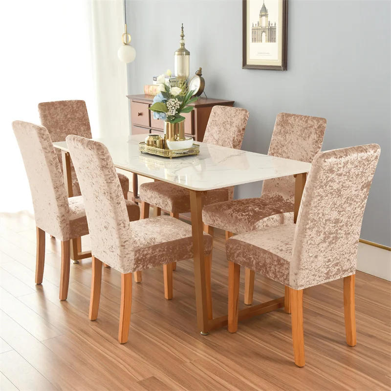 Description Picture 3 of item1PC Velvet Shiny Fabric Chair Cover Universal Size Dining Chair Slipcover Elastic Mid Back Seat Cover for Banquet Wedding Hotel