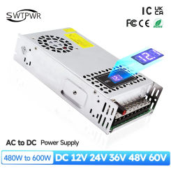 Adjustable 0-72V switching power supply 480W  600W 110V/220V voltage converter for LED strip light, CCTV, Electronic Devices