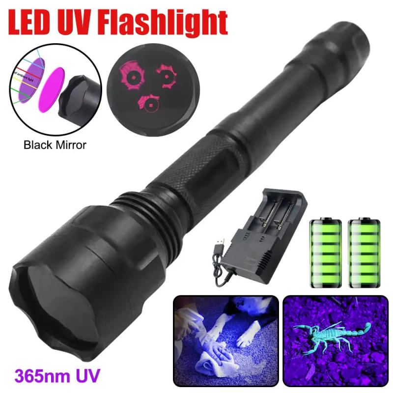 Description Picture 4 of item365nm LED UV Flashlight Blacklight Ultraviolet Torch 365nm Violet Light Pet Urine Scorpion Detector Tool UV Lamp Rechargeable