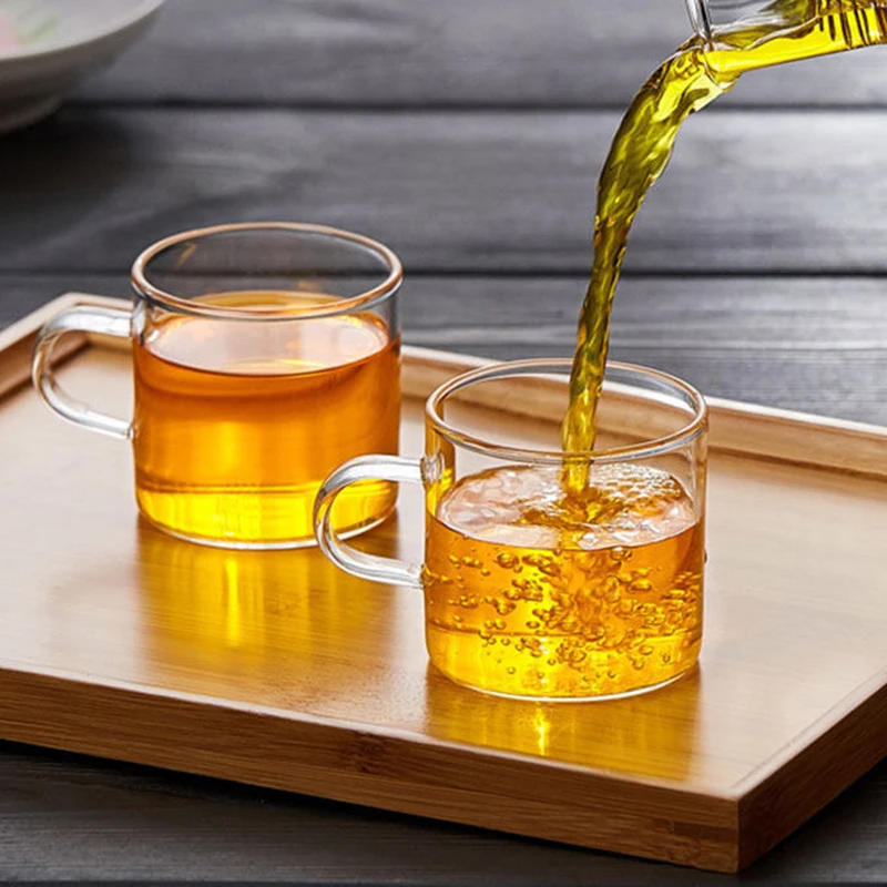 Description Picture 4 of itemCoffee Cups Set of 6 High Borosilicate Glass 100ml/120ml Transparent Glasses with Handle High-temperature Resistant Teaware Mugs