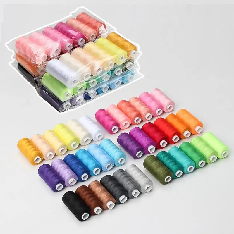 Description Picture 3 of item6 Colors/Set Yarn Sewing Thread Roll Machine Hand Embroidery 400 Yard Each Spool 100% Polyester Durable For Home Sewing Kit