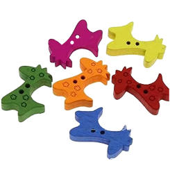 50PCS 25MM Mixed Wooden Buttons Cute Horse Pattern 2 Holes Round Wooden Buttons for Sewing DIY Clothing Accessories