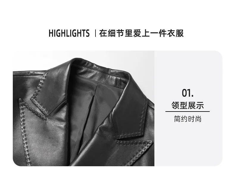 Description Picture 4 of itemTcyeek Men's Genuine Leather Jackets Autumn Spring Real Sheepskin Coat for Men Clothing Fashion Leather Coats Male Suit Jacket