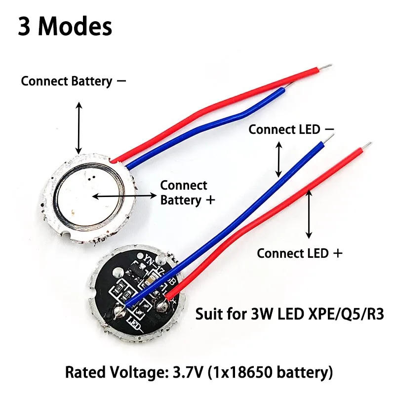 Description Picture 3 of item17mm 3W LED Plated Circuits Board Q5 XPE R3 Lights Driver Plate DIY Portable Lighting Accessories