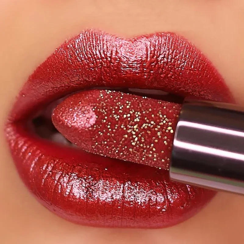 Description Picture 2 of itemDiamond Pearlescent Lipstick Waterproof Long Lasting Non-stick Cup Matte Velvet Shiny Lipsticks Red Sexy Lips Makeup Cosmetics