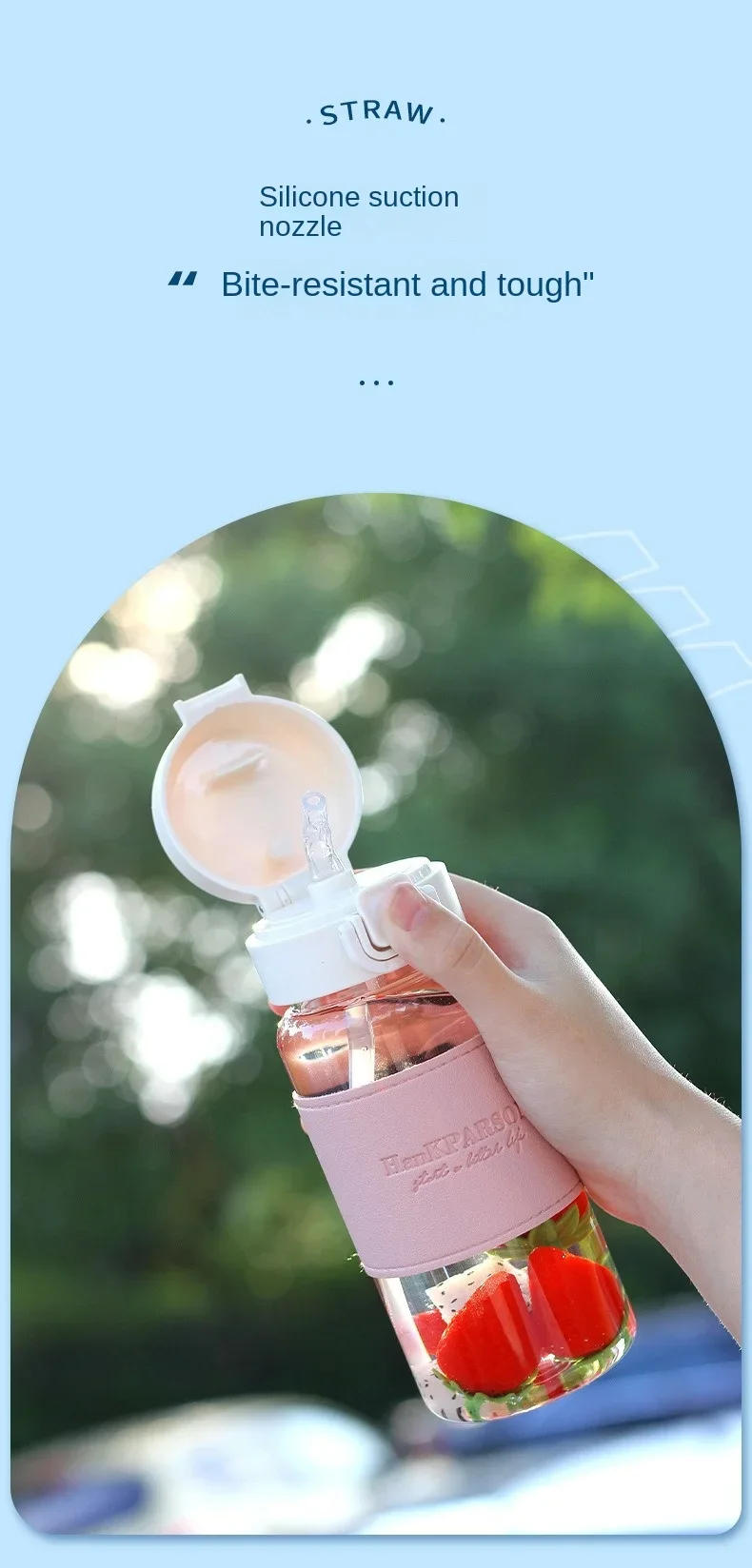 Description Picture 2 of item1PcS Creative Water Bottle with Straw Portable Cute Plastic Drinking Bottle Leak-proof Drinkware for Drinking Milk Coffee Tea