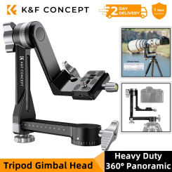 K&F Concept Tripod Gimbal Head Aluminium Alloy Heavy Duty 360° Panoramic Head with 1/4" Quick Release Plate for DSLR Cameras