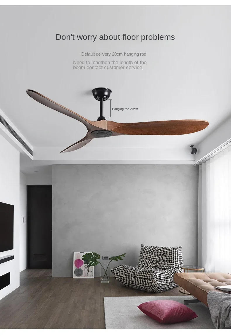 Description Picture 2 of item5-Leaf Strong Wind Nordic Ceiling Living Room Dining Room Industrial American Retro Commercial Variable Frequency Light Free Fan