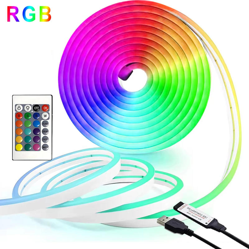 Description Picture 2 of itemDC5V RGB Neon LED Strip with 24key Remote Waterproof Neon Strip Light 1/2/3/4/5M for Room Home Outdoor TV Decor Lighting