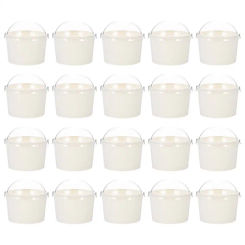 50 Sets Mini Plastic Containers Ice Cream Cups Bowl Lid Ball Yogurt Storage White Pp Disposable Pudding Packaging Paper Cake