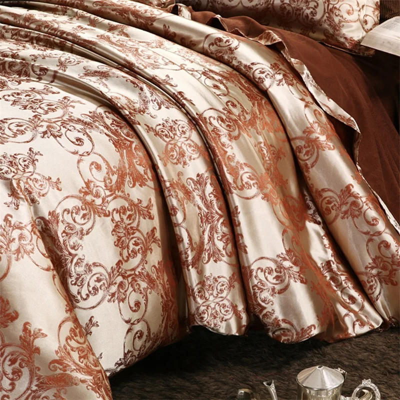 Description Picture 4 of itemLuxury Satin Jacquard Single Double Duvet Cover Set King Size High End European Wedding Bedding Set Queen Size Quilt Cover Set