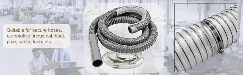 Description Picture 4 of item8mm ~ 120mm Stainless Steel Drive Hose Clamps Adjustable Water Pipe Tri Gear Worm Fuel Tube  Spring Cramps Fixed Clip