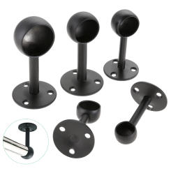 2pcs Round End Flange Rod Holder Steel Closet Pole Socket Brackets Wardrobe Rod Bracket Curtain Rod End Support 16/19/22/25/32mm