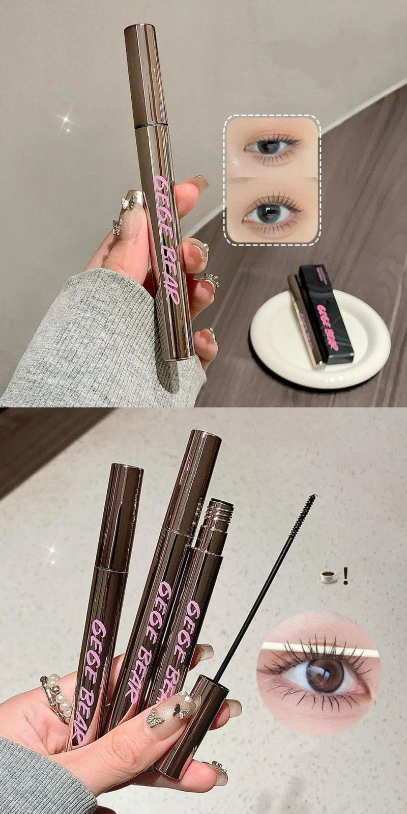 Description Picture 4 of itemSilk Fiber Matte Mascara Makeup Ultra-Fine Brush Lengthens Eyelashes Waterproof Fast Dry Brown Black Curling Mascara Comestic