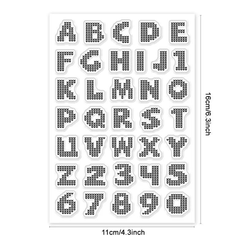 Description Picture 3 of item1Sheet Knitted Letters Numbers Clear Stamps for Cards Making English Alphabet Clear Stamp Seals Transparent Stamps for DIY