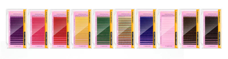 Description Picture 4 of itemNAGARAKU Color Eyelashes Brown Blue Purple Pink White Yellow Green Red False Eyelashes Cilios Maquiagem Makeup Mix 7~15mm