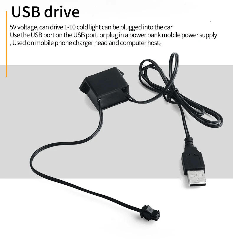 Description Picture 5 of itemAutomotive LED interior decoration light DIY flexible EL wiring automotive atmosphere light USB party diode neon light