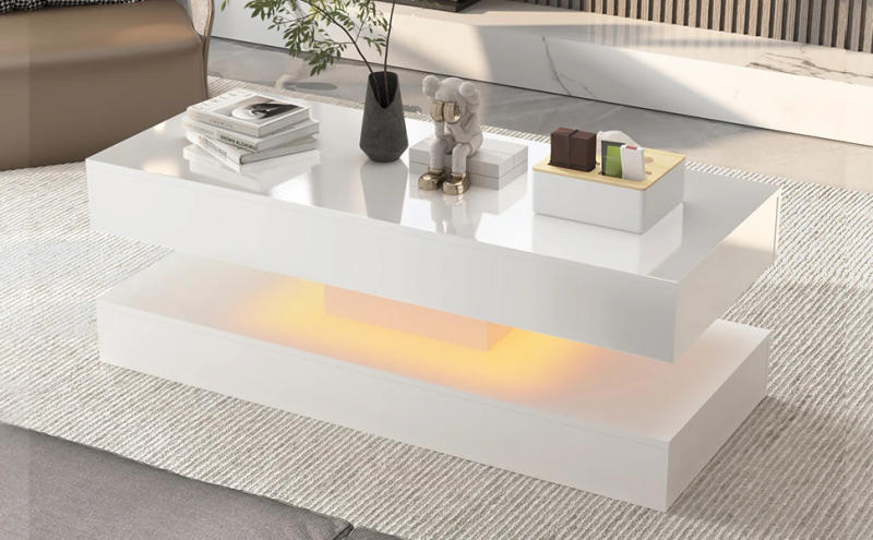Description Picture 2 of itemLED Coffee Table,APP LED Lights,Black/White, Modern Furniture for Living Room (White)