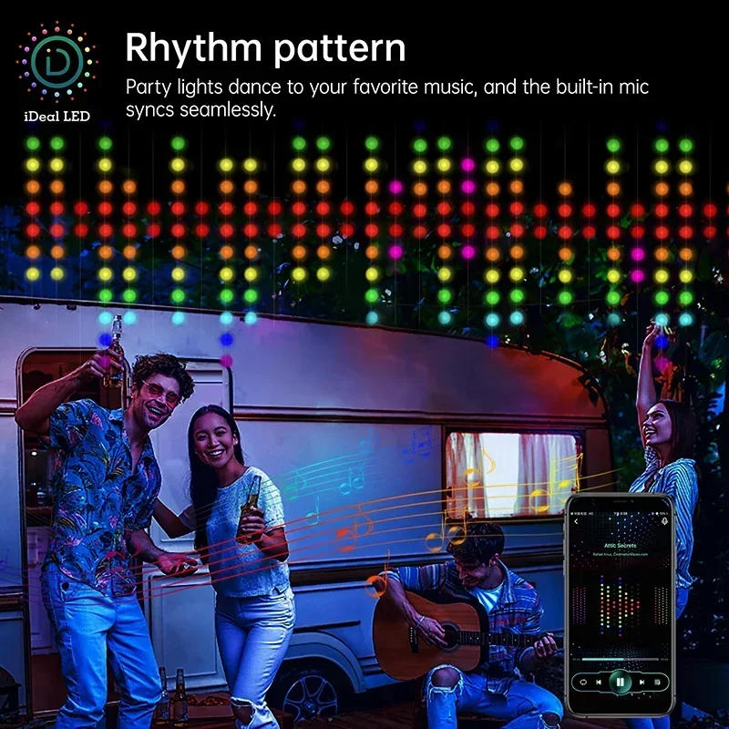 Description Picture 5 of item400LEDs Smart Curtain Lights Bluetooth App LED String RGB Fairy Lights DIY Music Change Display for Window Bedroom Decoration