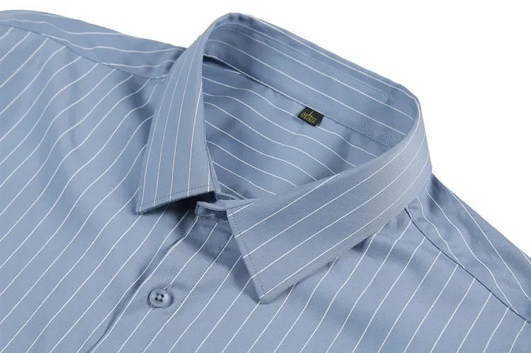 Description Picture 5 of itemHigh Quality Striped Male Light Luxury Business Formal Social Short Sleeve Shirts Fashion Thin Slim Casual Pointed Collar Shirts