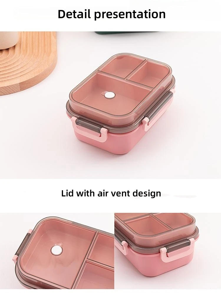 Description Picture 5 of itemPortable Sealed Lunch Box 2Tier Lattice Microwave Available Heating Student Office Staff Fruit Food Containers with Forks Spoons