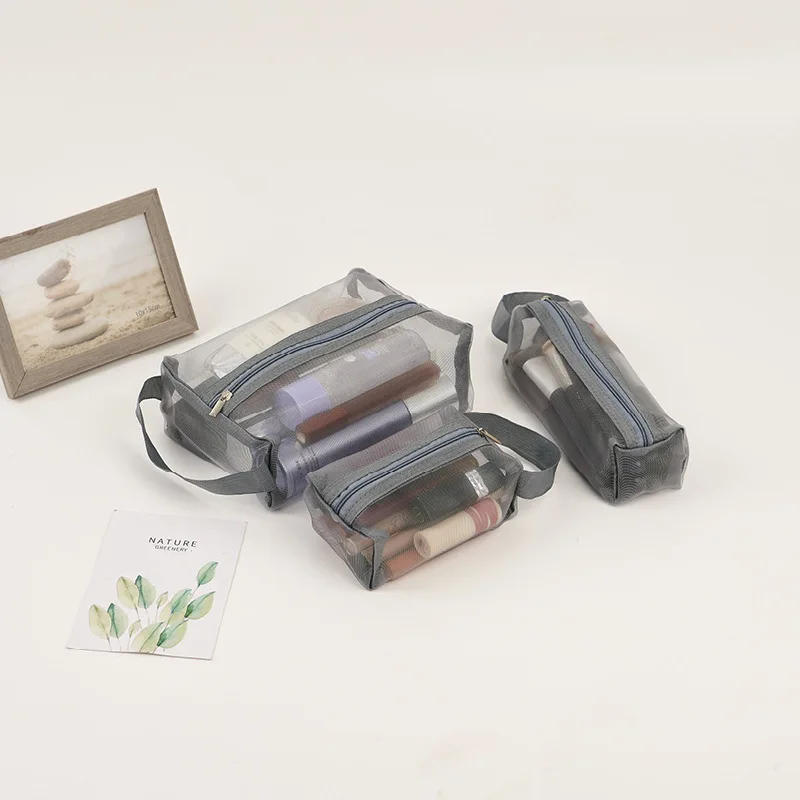 Description Picture 4 of item3pcs Travel Storage Three Piece Cosmetic Storage Bag Portable Travel Bag Mesh Storage Bag Folding Water Wash Zero Wallet